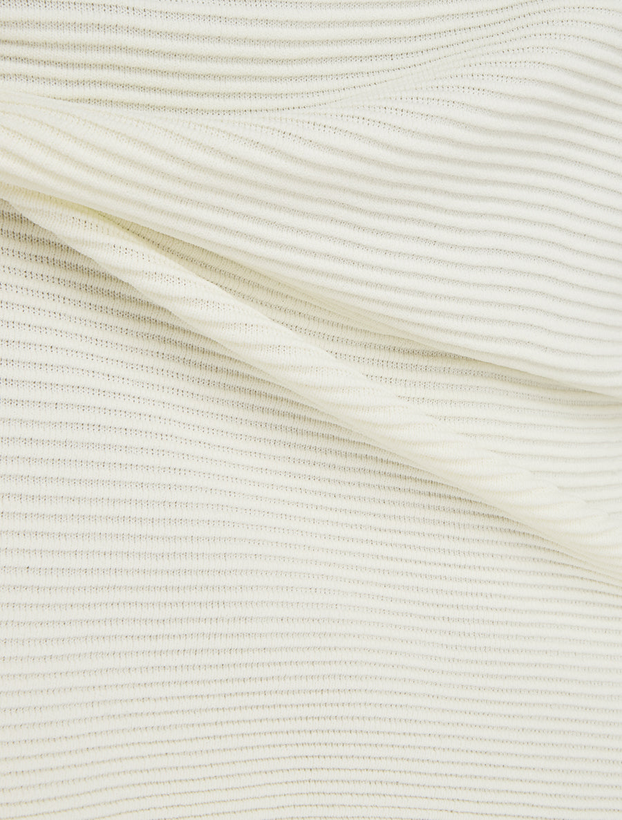 Top uni texturé à col rond - Écru - 3