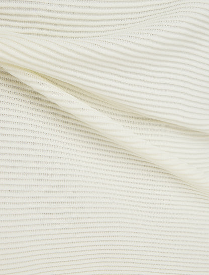 Top uni texturé à col rond - Écru - 3