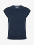 Top uni texturé à col rond - Marine - 1