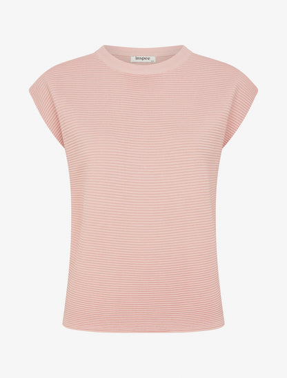 Top uni texturé à col rond - Rose - 1