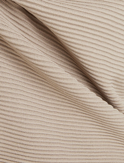 Top uni texturé à col rond - Taupe - 3