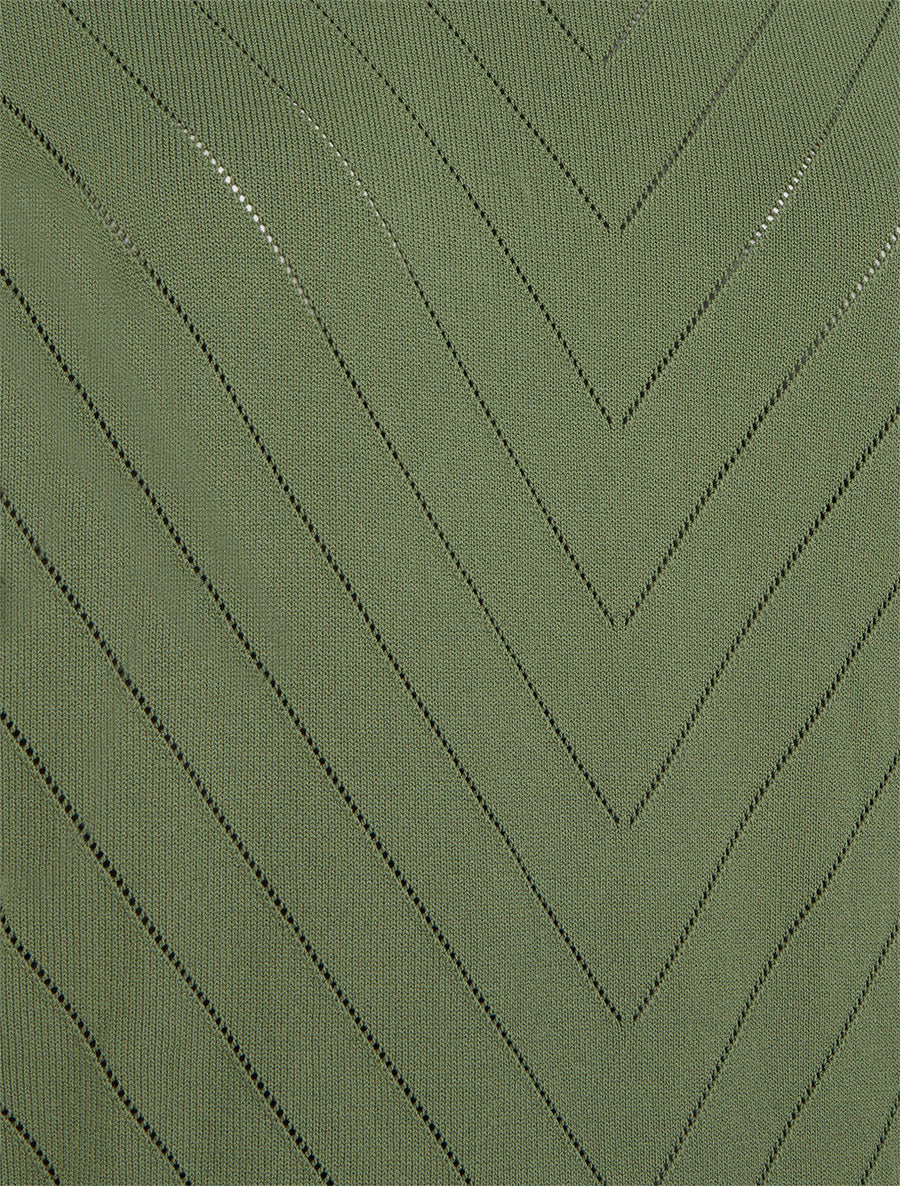 Top uni ajouré à col rond - Kaki - 3