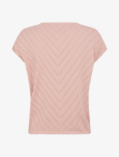 Top uni ajouré à col rond - Rose - 2