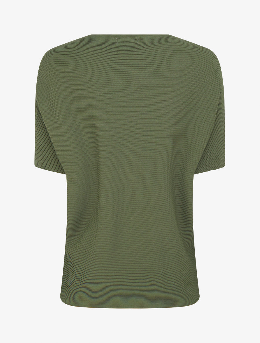Top uni texturé à manches courtes - Kaki - 2