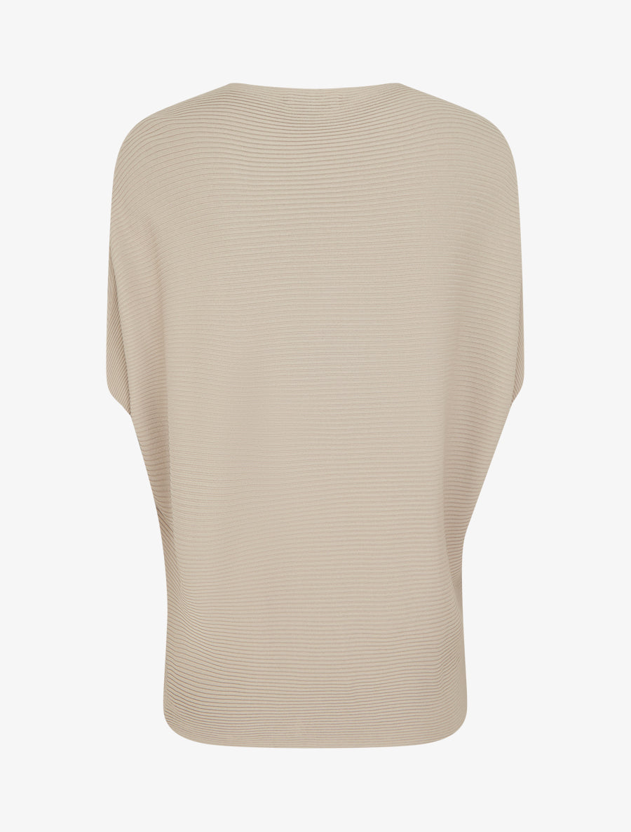 Top uni texturé à manches courtes - Taupe - 2