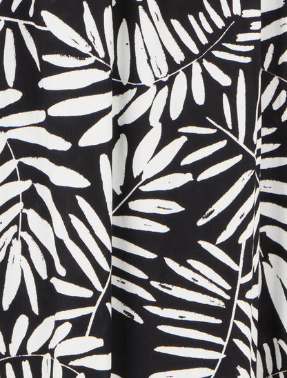 Jupe longue imprimé feuillages à taille élastiquée - Noir - 3