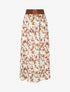 Jupe longue élastiquée imprimé fleuri - Marron - 1