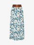 Jupe longue élastiquée imprimé fleuri - Bleu clair - 1
