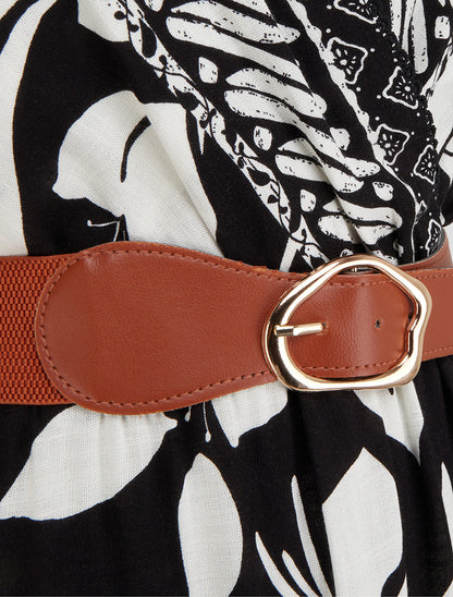 Robe imprimé fleurs tropicales à bretelles à nouer - Noir - 3