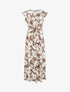 Robe longue imprimé fleurs tropicales à manches courtes - Marron - 1