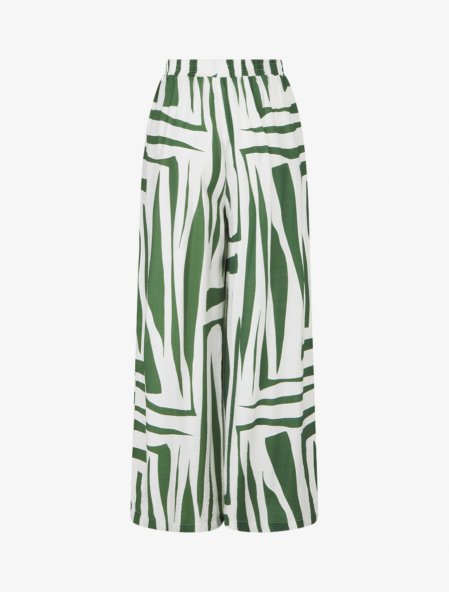 Pantalon ample élastiqué à imprimé graphique - Kaki - 2