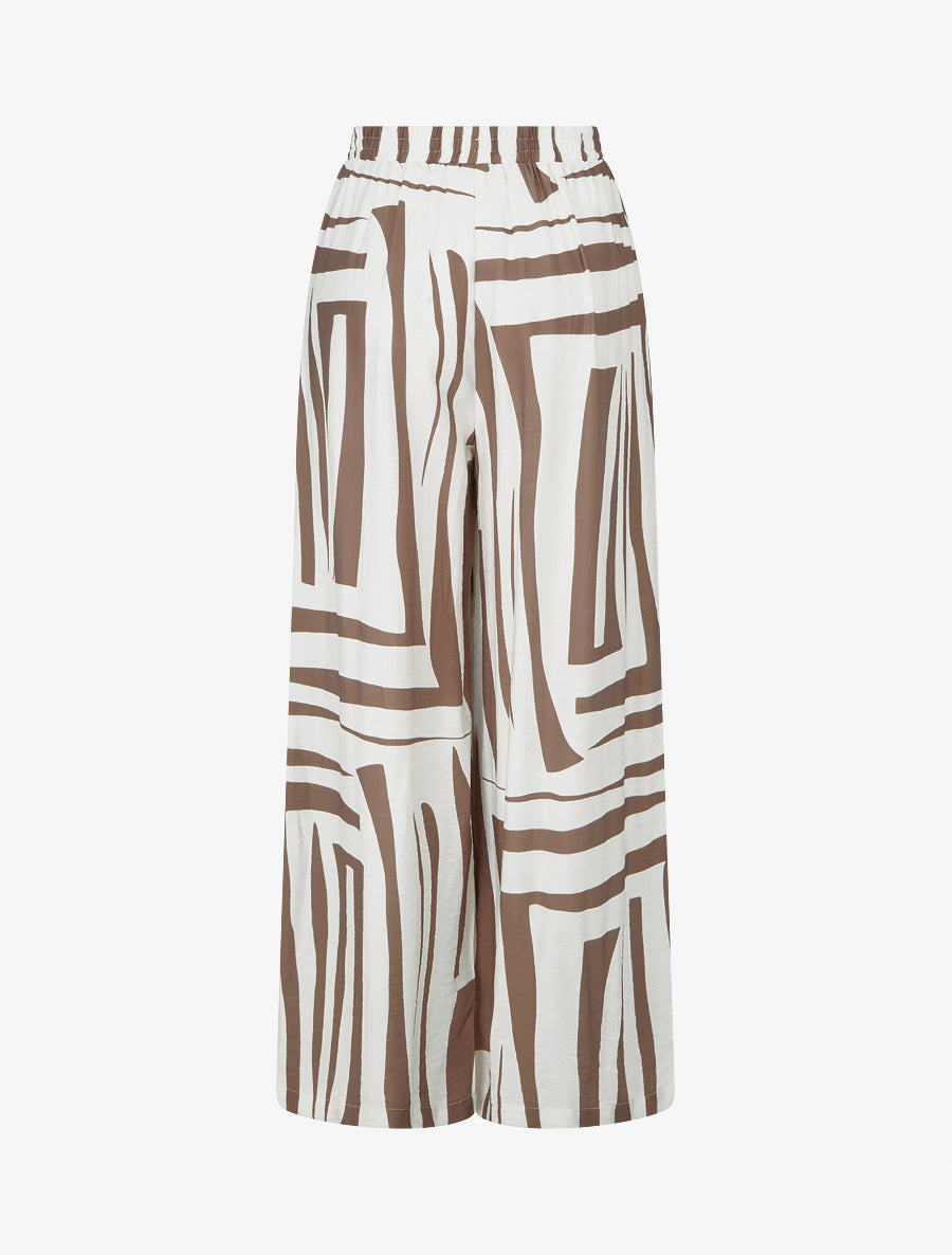 Pantalon ample élastiqué à imprimé graphique - Marron - 2