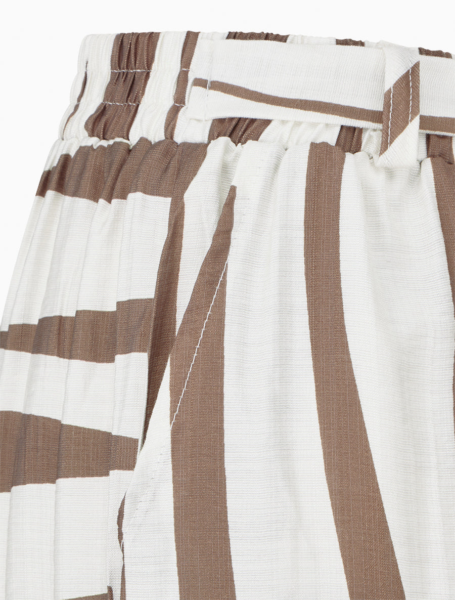 Pantalon ample élastiqué à imprimé graphique - Marron - 3