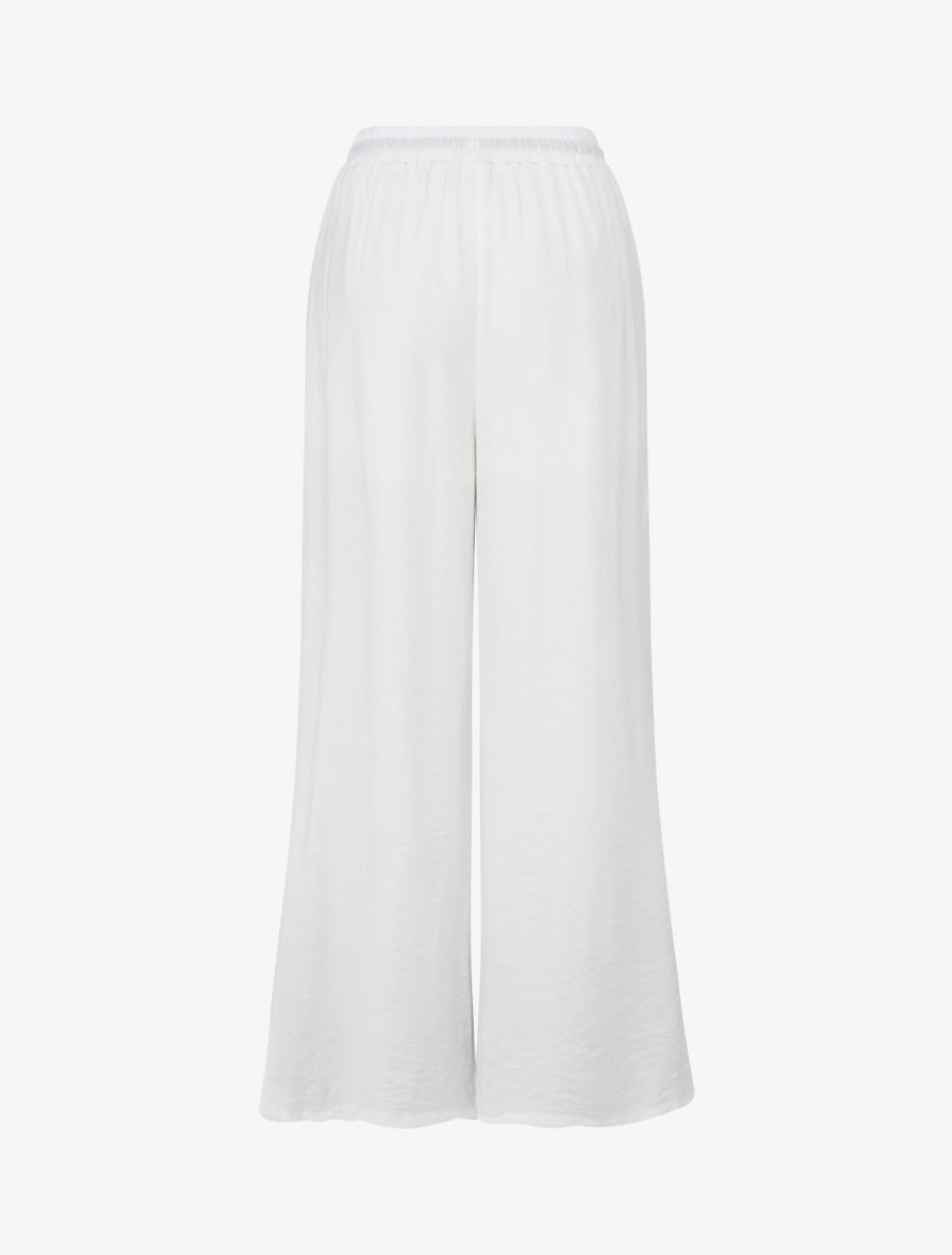 Pantalon brodé à taille haute élastiquée - Blanc - 2