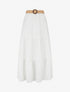 Jupe longue évasée en tissu texturé - Blanc - 1