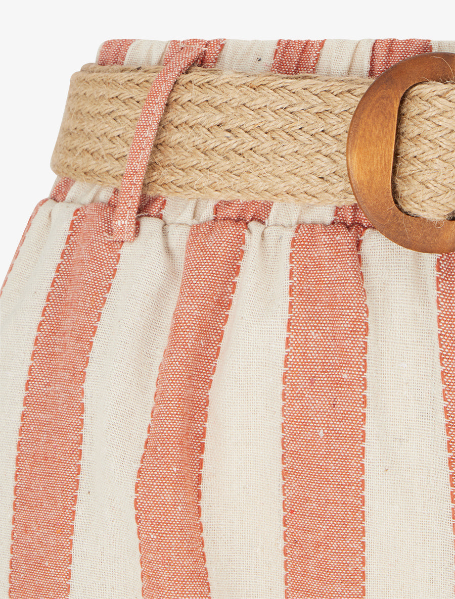 Pantalon élastiqué à imprimé rayures - Rose saumon - 3