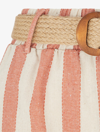 Pantalon élastiqué à imprimé rayures - Rose saumon - 3