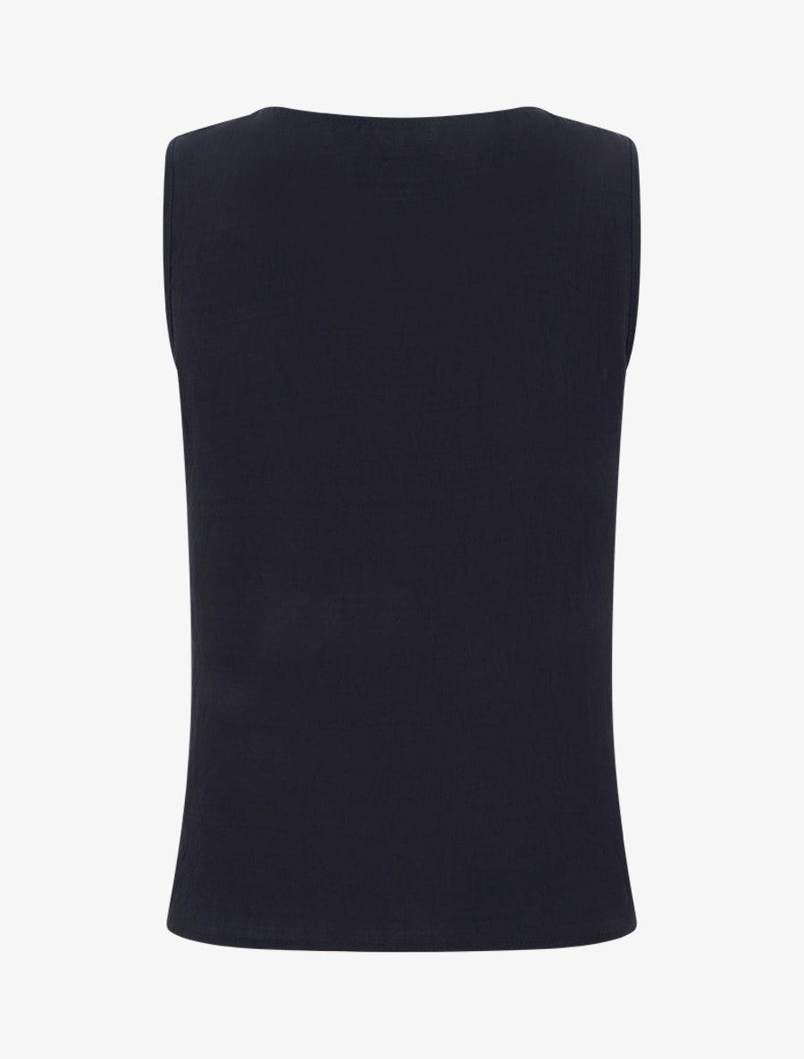 Top sans manches droit à broderies - Marine - 2