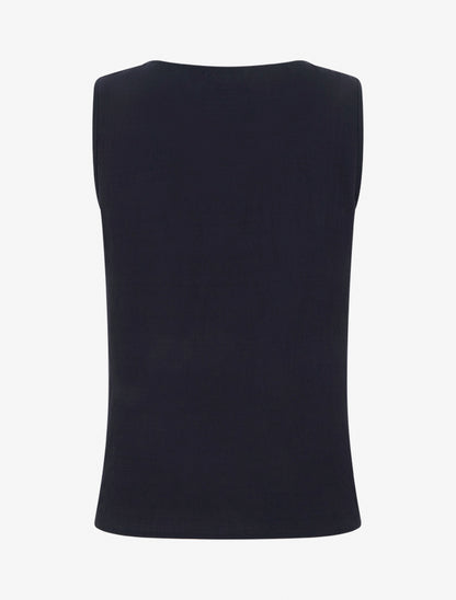 Top sans manches droit à broderies - Marine - 2