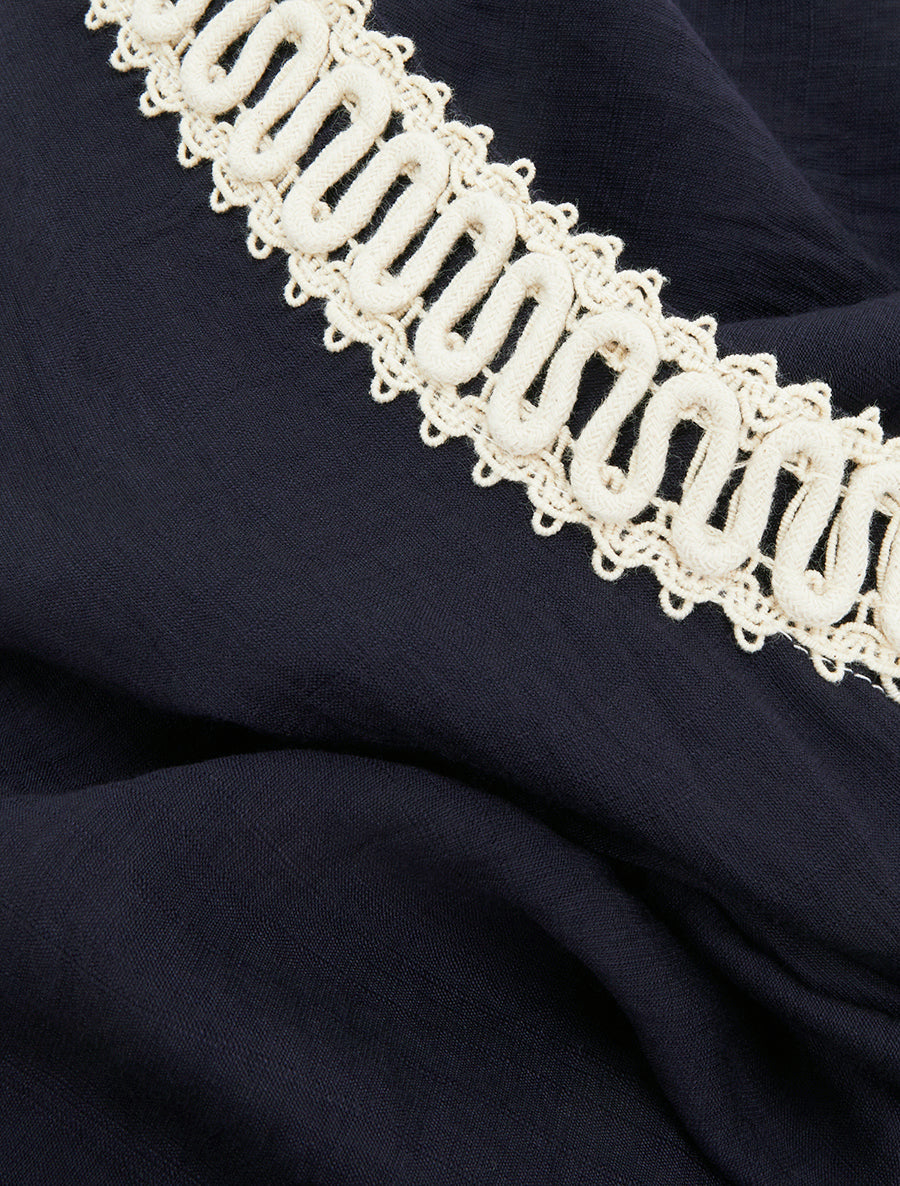 Top sans manches droit à broderies - Marine - 3