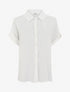 Chemise ample manches courtes à fine rayures dorées - Blanc - 1