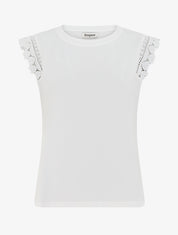 Top droit à épaules en dentelle - Blanc - 1