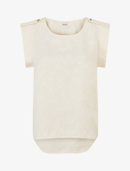 Top droit sans manches en tissu texturé - Beige - 1