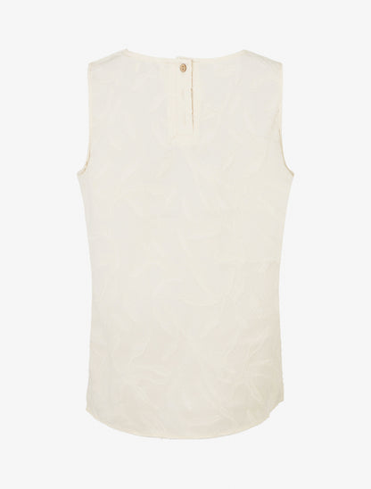 Top sans manches en tissu texturé - Beige clair - 2