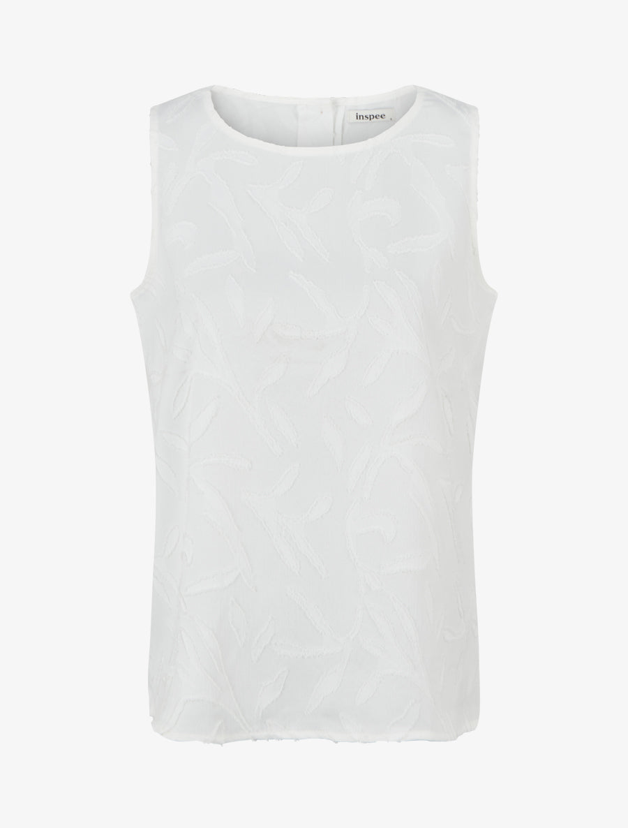 Top sans manches en tissu texturé - Blanc - 1