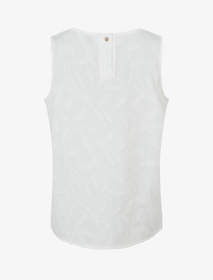 Top sans manches en tissu texturé - Blanc - 2