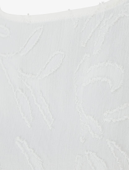 Top sans manches en tissu texturé - Blanc - 3