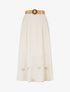 Jupe longue évasée à bords brodés - Écru - 1