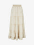 Jupe longue élastiquée à broderie - Beige - 1