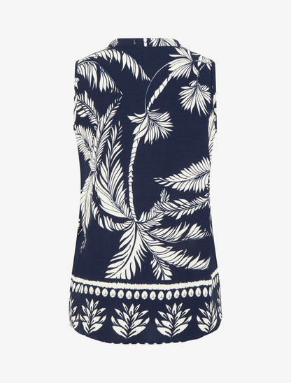 Top imprimé à boutons décoratifs - Marine - 2