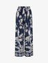 Pantalon élastiquée fluide imprimé feuillage - Marine - 1