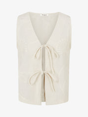 Gilet effet lin sans manches - Beige - 1