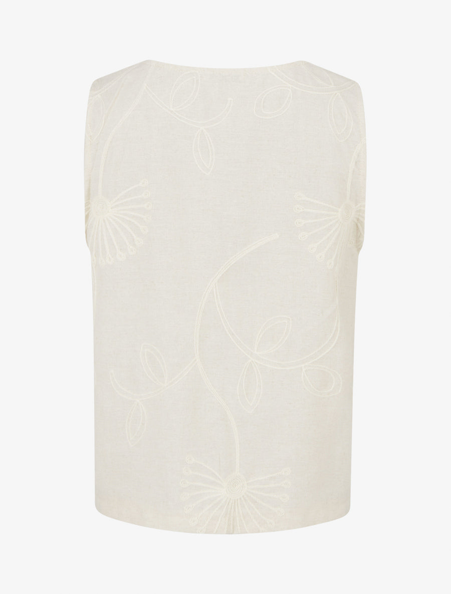 Gilet effet lin sans manches - Beige - 2