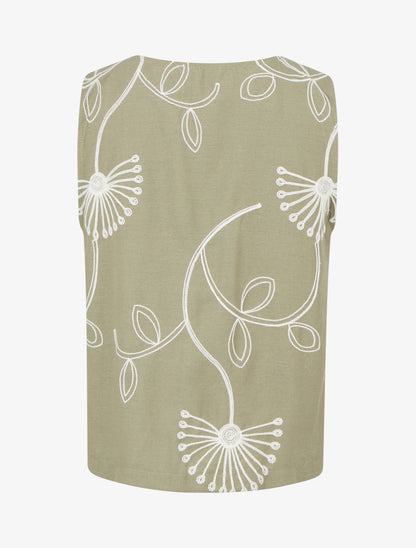 Gilet effet lin sans manches - Kaki - 2