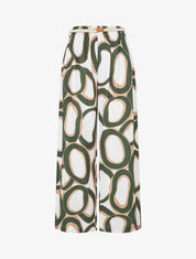 Pantalon droit à taille haute et imprimé graphique - Kaki - 1