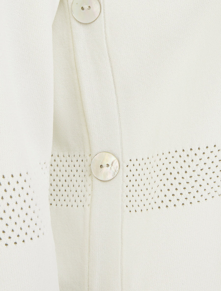 Pull fin à boutons décoratifs - Écru - 3