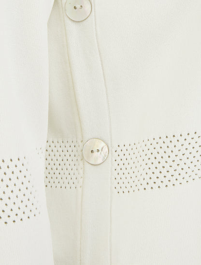 Pull fin à boutons décoratifs - Écru - 3
