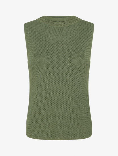 Débardeur en maille ajouré - Kaki - 1
