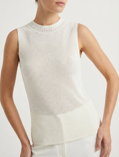 Lochstrick-Tanktop - Weiß