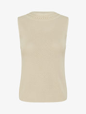 Débardeur en maille ajouré - Beige - 1