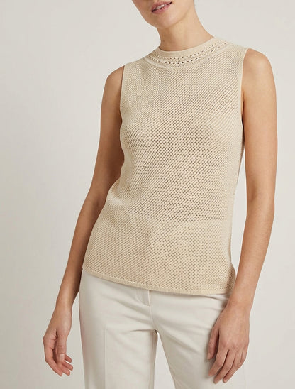Lochstrick-Tanktop - Beige