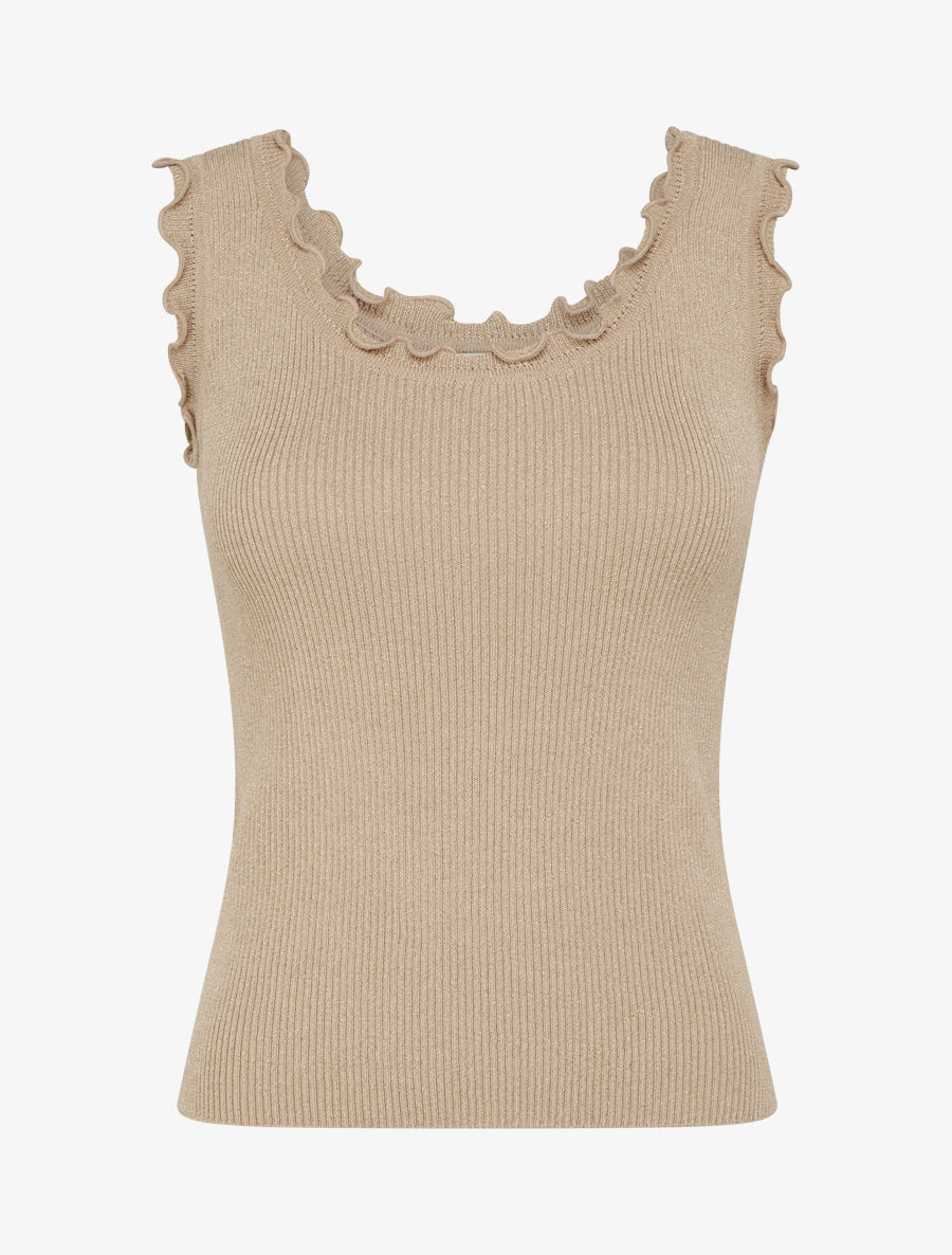 Débardeur côtelé irisé - Beige - 1