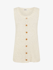 Débardeur en maille style peau de mouton - Écru - 1