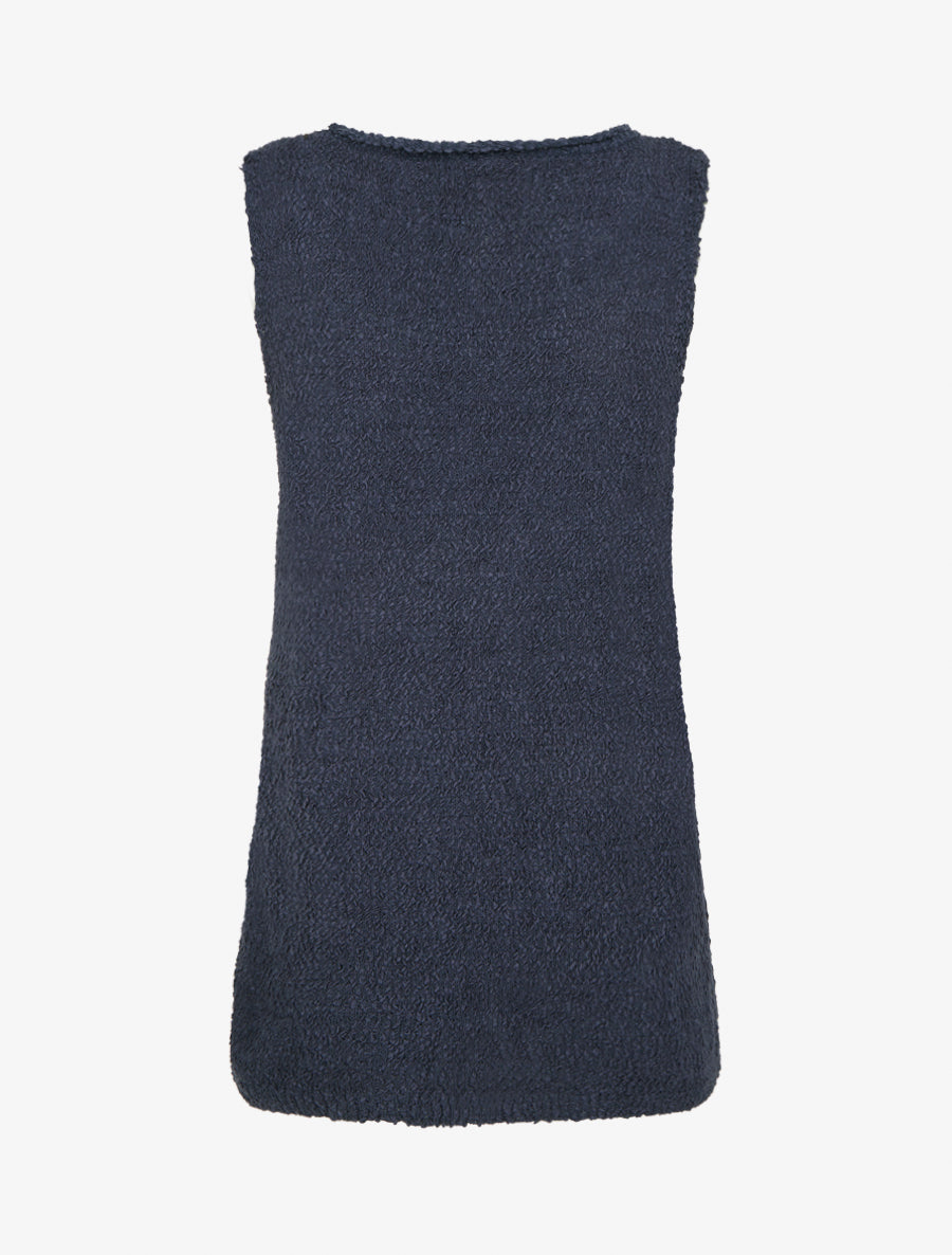 Débardeur en maille style peau de mouton - Marine - 2