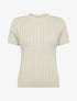 Pull uni ajouré à manches courtes - Beige - 1