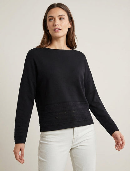 Mesh-Top mit Zierkanten oben rechts - Schwarz